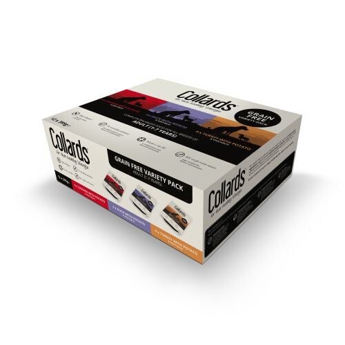 Collards Grain Free Adult Variety Pack Chicken, Lamb & Duck Wet Dog Food Trays - 12 x 400g
